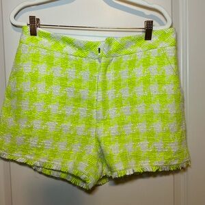 Neon green checkerboard shorts